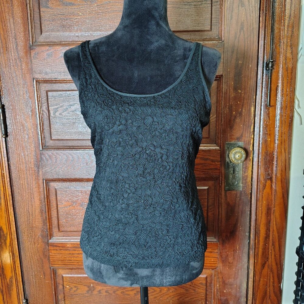 Gothic Coquette VTG Black Lace Tanktop Adj Size 2/T718